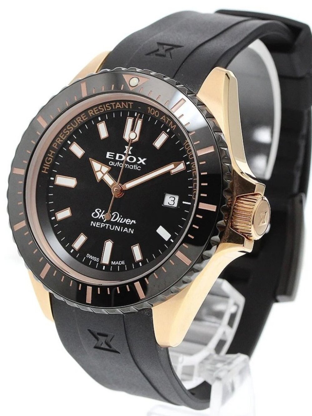 EDOX Skydiver Neptunian 80120-37RNNCA-NIR Date black Dial Automatic Men's_959966
